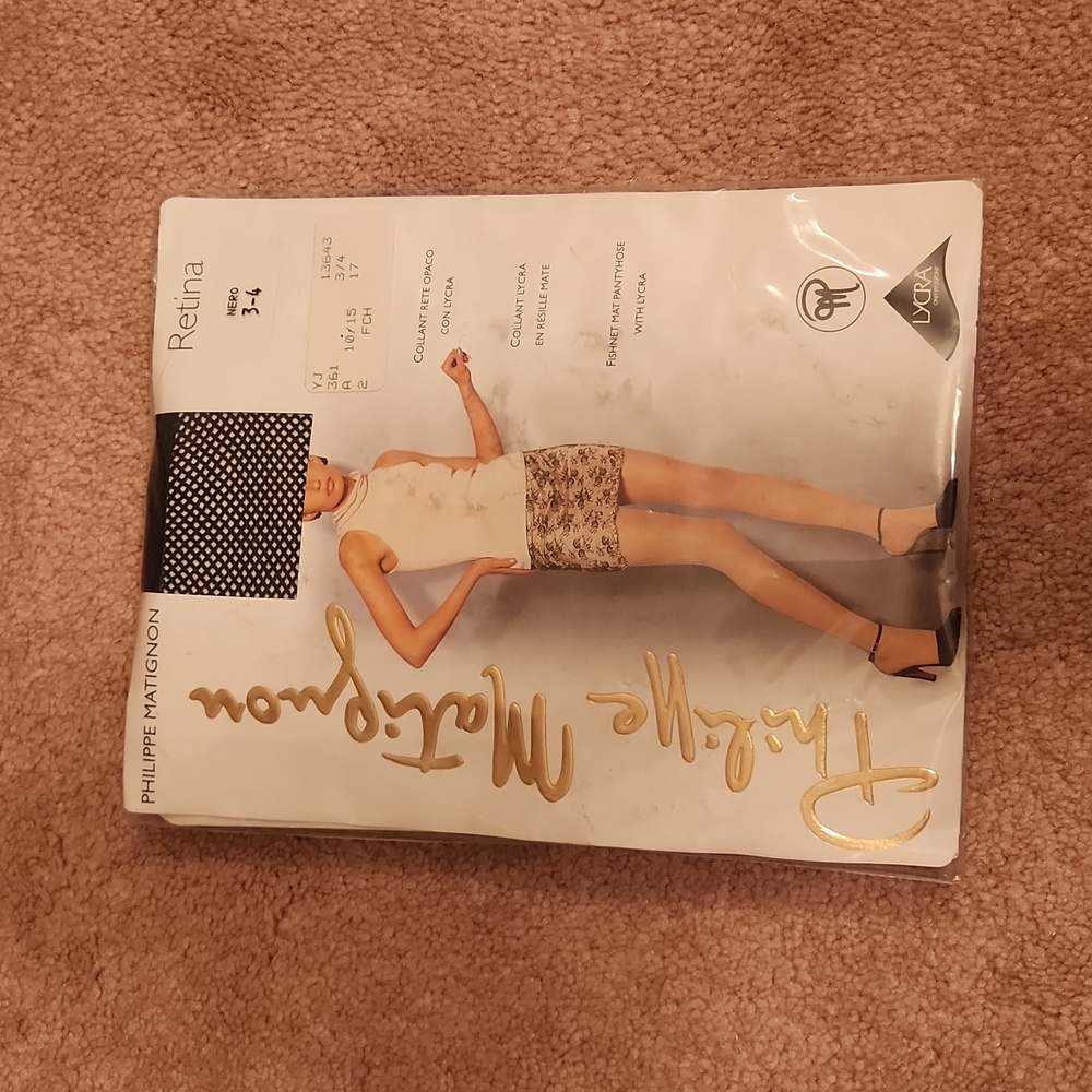 Philippe Matignon Black Fishnet Pantyhose Size 3/4